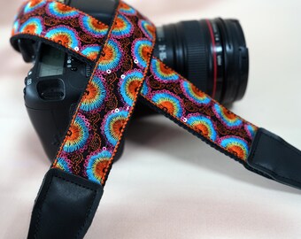 Colorful Embroidered Pattern Camera Strap, Camera Neck Strap, Anti-Slip Camera Strap, Photographer Gift, Camera Accessory, Gift for Her