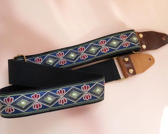 Embroidered Guitar Strap, Custom Strap with Name, Handcrafted Guitar Strap, Fits Acoustic, Electric and Bass Guitars, Guitarist Gift