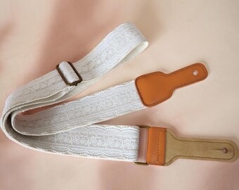 Lace Guitar Strap, Soft Cotton Guitar Shoulder Strap, Guitar Band for Everyday Use, Folk Guitar Strap, Guitar Accessories, Gift for Musician