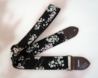 Cherry Blossom Pattern Guitar Strap, Custom Strap for Electric, Acoustic or Bass Guitars, Japanese Style, Enhance Your Guitar's Aesthetic