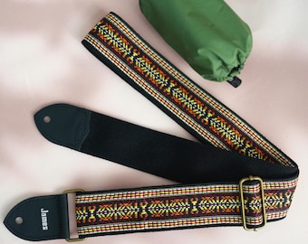 Klasyczny pasek do gitary w stylu etnicznym, spersonalizowany pasek do gitary, prezent dla gitarzysty, prezent urodzinowy, wytrzymały pasek, pasek do gitary dla muzyków