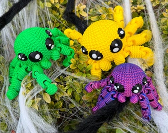 Halloween Spider Fidget Toy With Articulating Legs, 3D Printed Crochet Spider Halloween Decoration Gift for Spider Lover Fidget Toy