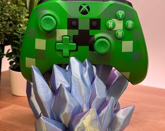 Crystal Controller Holder for Xbox, Playstation, Nentendo, 3D Printed Pnime Controller Stand Gift for Gamer Stocking Stuffer Gift, Universal