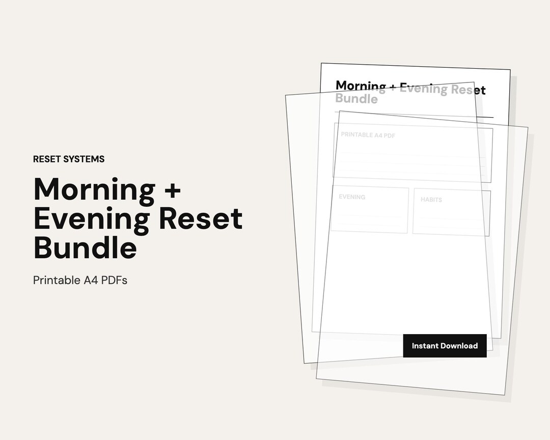 Morning + Evening Reset Bundle Printable A4, Routine Planner Bundle ...
