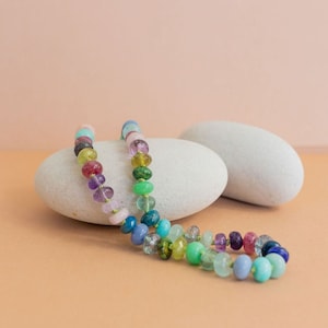 Natural Gemstone Beaded Necklace: Lapis and Amethyst Unique Jewelry