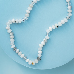 Opal, Moonstone, Quartz Natural Gemstone Beaded Necklace