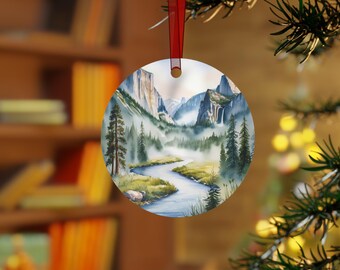 Yosemite National Park Christmas Ornament, Custom Metal Ornament
