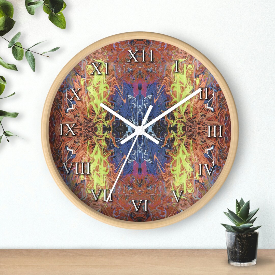 Wall Clock Abstract Art Wall Clock Vibrant Colors Wall Etsy