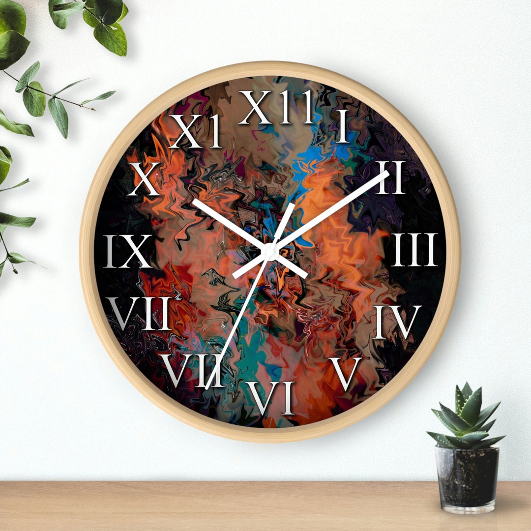 Abstract Art Wall Clock Vibrant Colors Wall Clock Modern Etsy