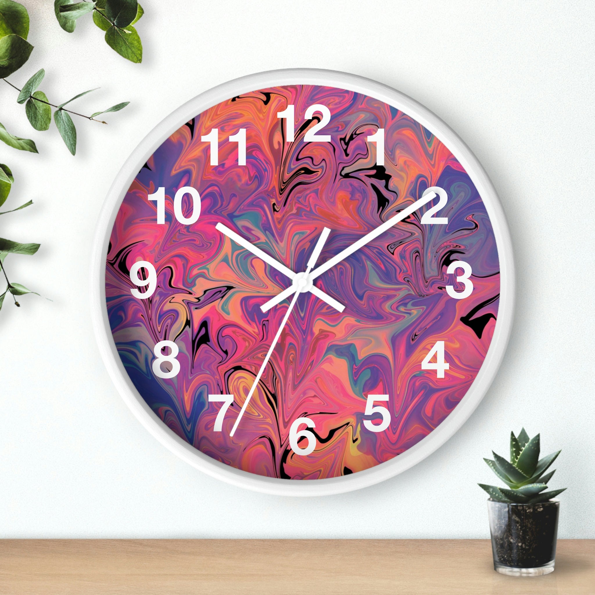 Abstract Art Wall Clock, Vibrant Colors Wall Clock, , Modern Art Wall