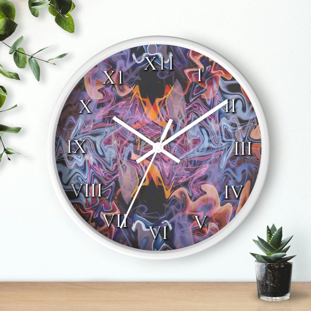 Wall Clock Abstract Art Wall Clock Vibrant Colors Wall Etsy