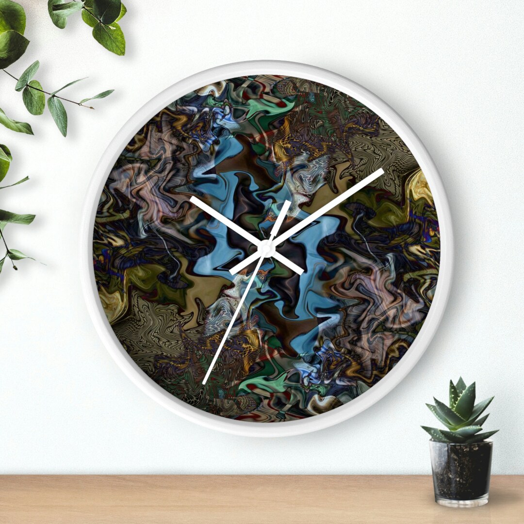 Wall Clock Abstract Art Wall Clock Vibrant Colors Wall Etsy