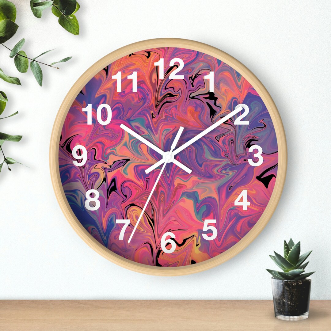 Abstract Art Wall Clock, Vibrant Colors Wall Clock, , Modern Art Wall