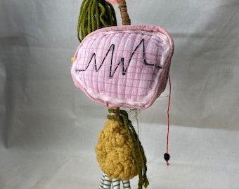 Oddball Art Doll: Handmade Fiber Sculpture with Wire Armature