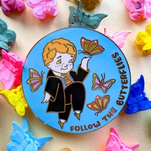 Follow the Butterflies Kewpie Enamel Pin