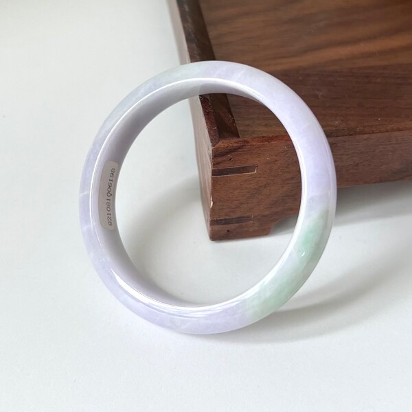 58.8mm - Natural Type A Jadeite Bangle - Certified Jadeite Jade Bangle - Spring Jade Bangle - Lavender Jade Bangle