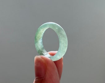 16,6 mm - Natürlicher Typ A Jadeit Ring - Zertifiziertes Jadeit Jade Band - Grüner Jade Ring