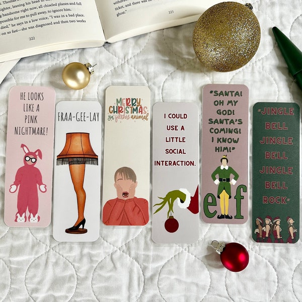 Christmas Characters Bookmark Collection | Laminated Card Stock | Individual or Set | Bookworm Gift | Book Lover Gift | Holiday Bookmarks