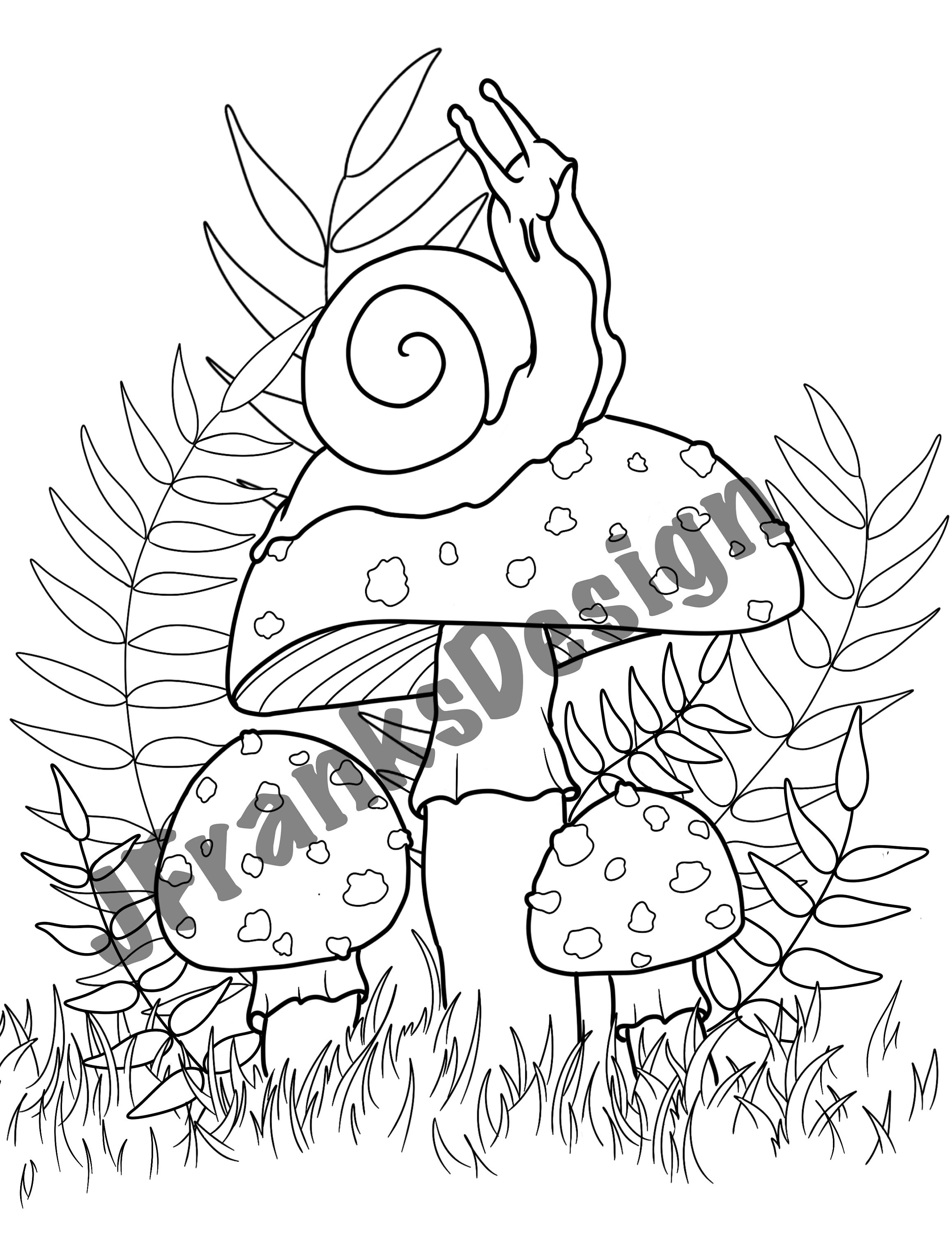 Mushrooms & bugs large coloring sheets - Pearl Paint