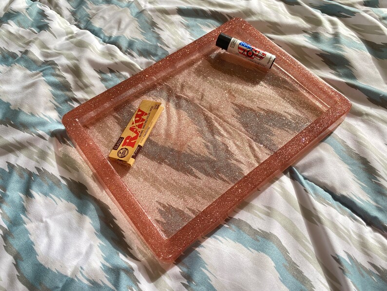 Rose Gold and Pink Glitter Rolling Tray Etsy