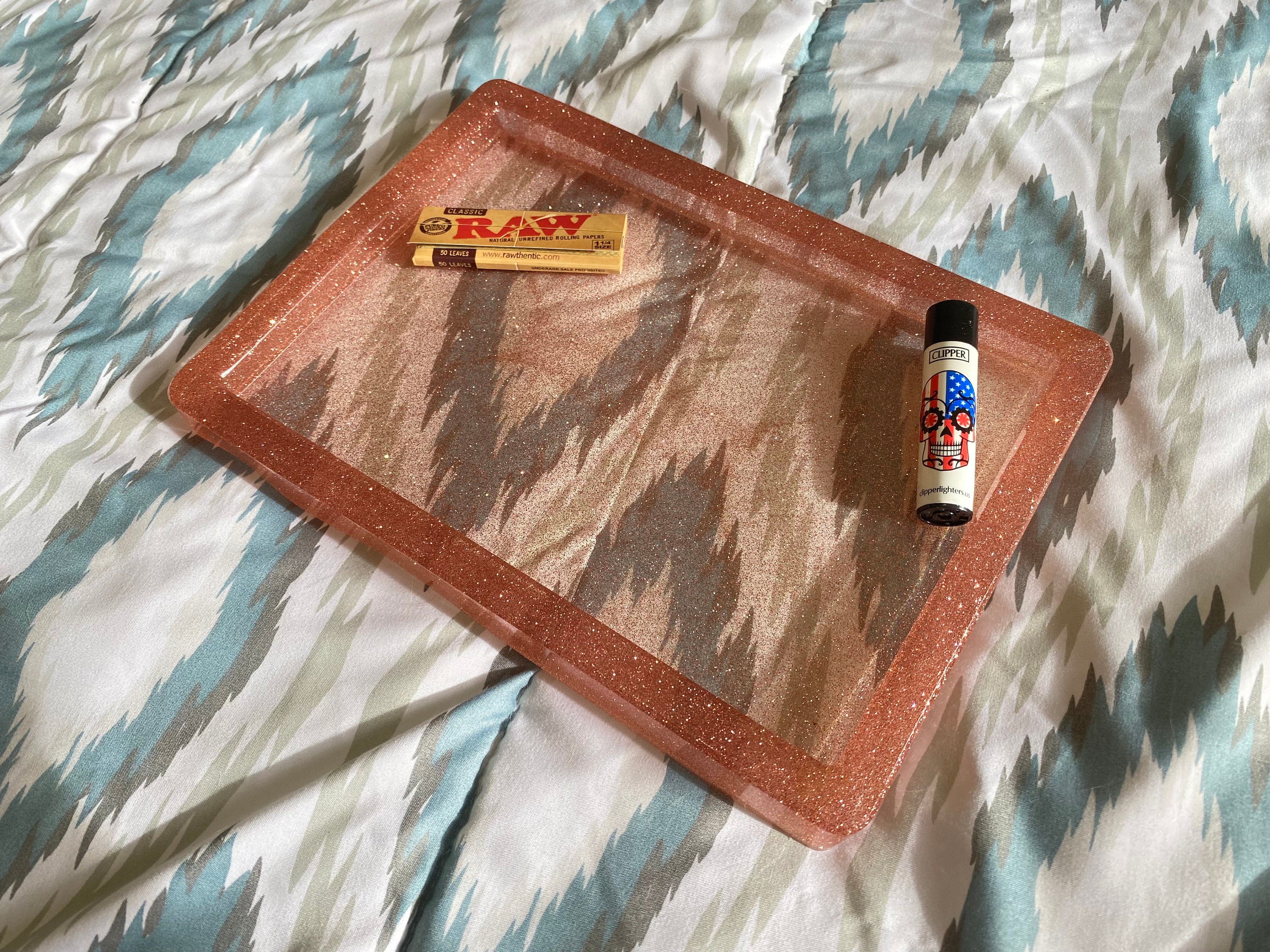 Rose Gold and Pink Glitter Rolling Tray Etsy