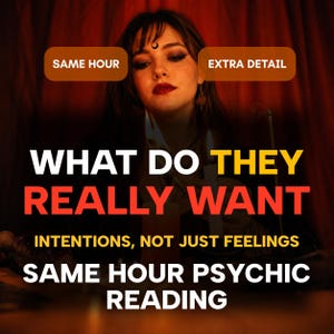 May include: A person with a crescent moon symbol on their forehead, illuminated by candlelight. Text reads: SAME HOUR, EXTRA DETAIL, WHAT DO THEY REALLY WANT, INTENTIONS, NOT JUST FEELINGS, SAME HOUR PSYCHIC READING. The lighting is warm and dim.