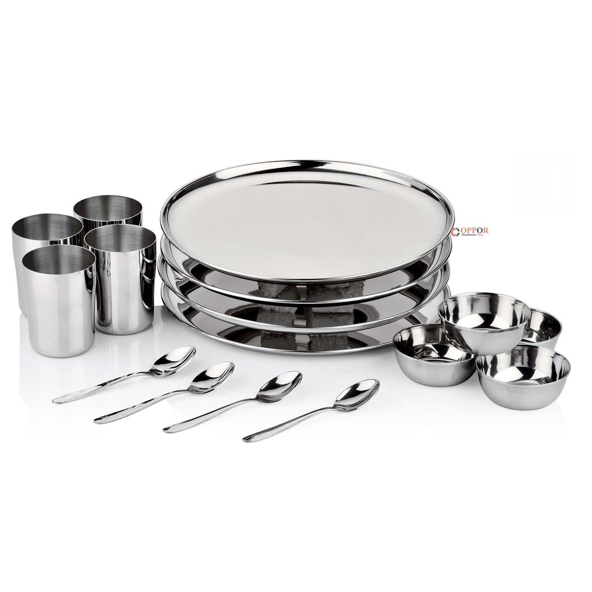 Stainless Steel Dinnerware - 16 Piece Family Pack