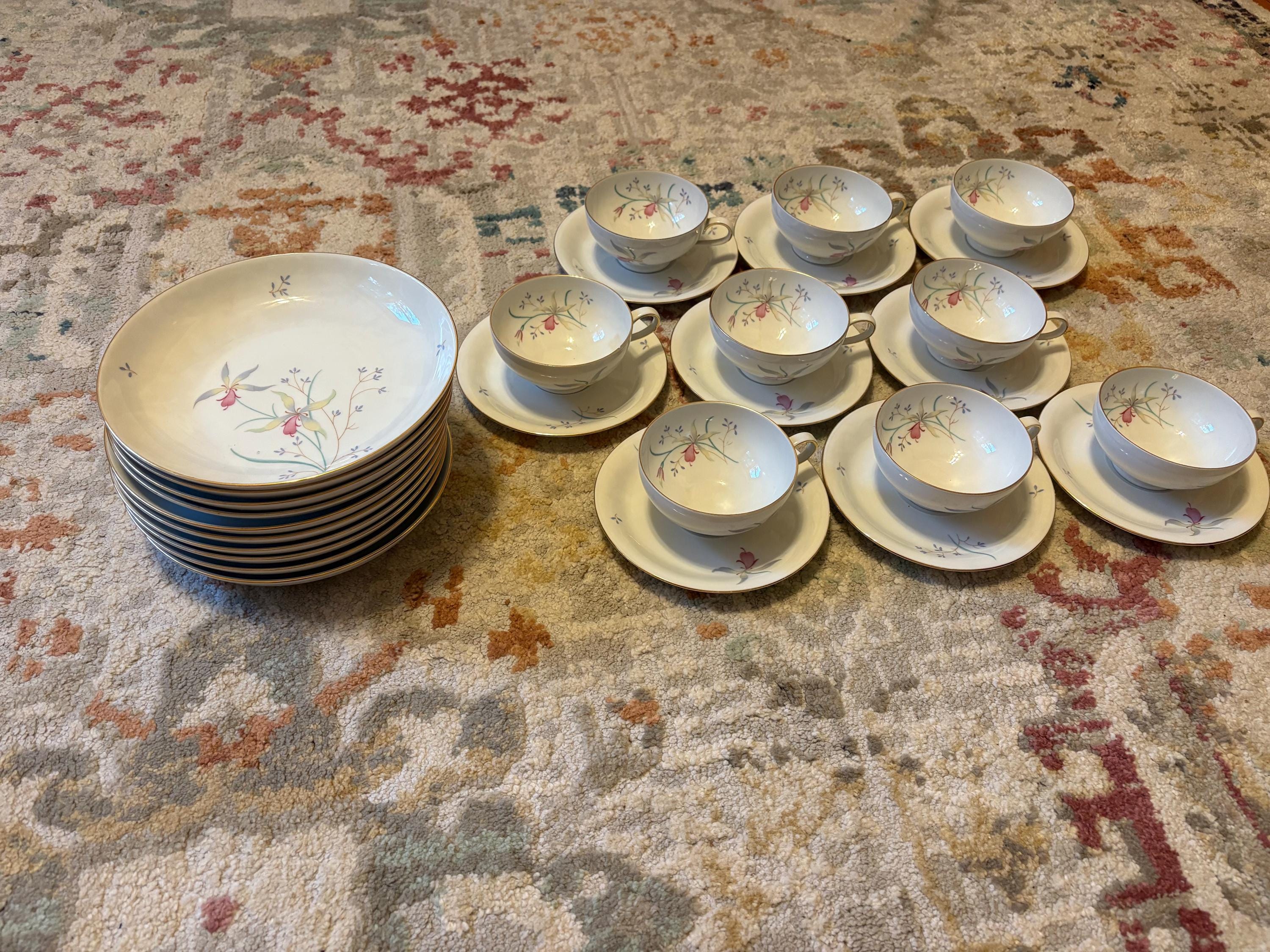 ドイツ製　Eschenbach　Bavaria　プレート　６枚　ヴィンテージ Vintage Eschenbach Bavaria Germany Danish Blue Floral Salad