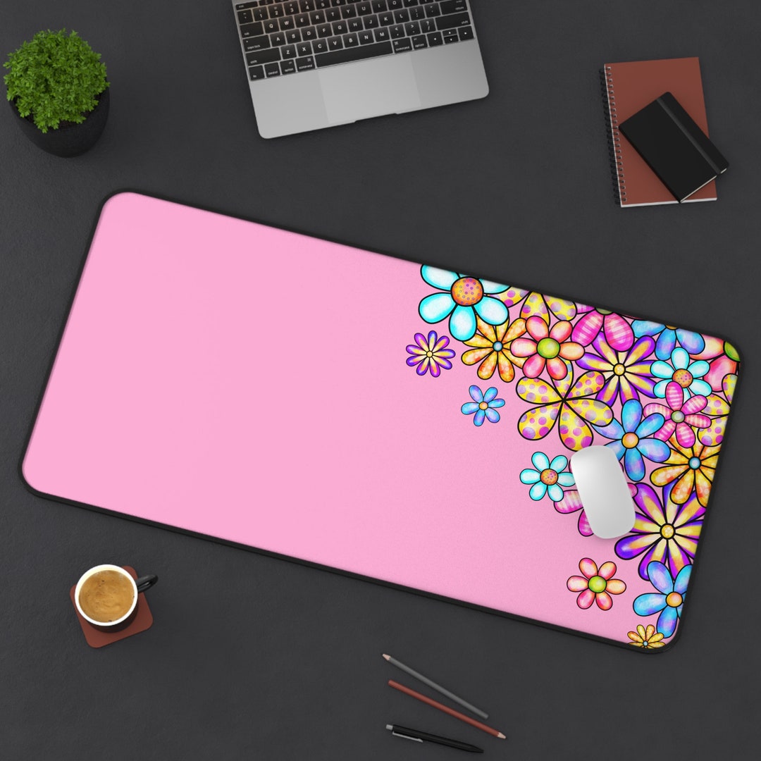 Floral Desk Mat Aesthetic Custom Desk Mat Large Gaming Desk Etsy