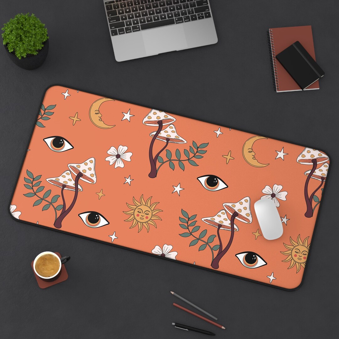 Boho Desk Mat Aesthetic, Custom Desk Mat, Large Gaming Desk Mat, Craft