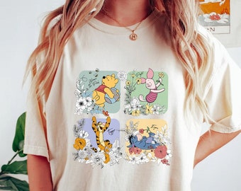 Retro Winnie The Pooh Shirt, Pooh Friend Shirt, Pooh Bear Sweatshirt, Piglet Tigger Eeyore Roo, Disney World Shirt, Floral Shirt,Walt Disney