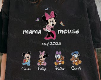 Custom Minnie Disney Mom Shirt, Disney Mama Shirt,Disney Mama Matching Tee,Mother's Day Gift Ideas Tee,Mama Est.2025 Grandma Est. 2025 Shirt
