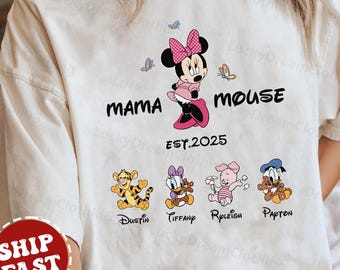 Custom Disney Mama Shirt, Disney Mama Matching Tee,Minnie Disney Mom Shirt,Mother's Day Gift Ideas Tee,Mama Est.2025 Grandma Est. 2025 Shirt