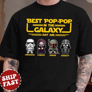 Personalized Star Wars Dad Shirt with Kids Name Shirt, Best Dad in the Galaxy Shirt, Father&#39;s Day Star Wars Shirt, Funny Star Wars Dad Shirt