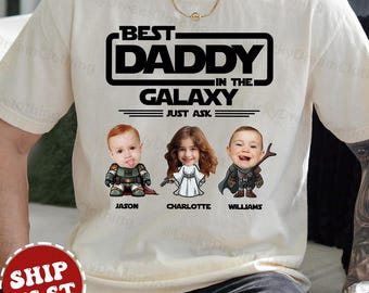 Personalized Star Wars Dad Shirt with Kids Name & Photo Shirt, Matching Father Son Star Wars Shirt, Father's Day Star Wars Shirt, Funny Tee
