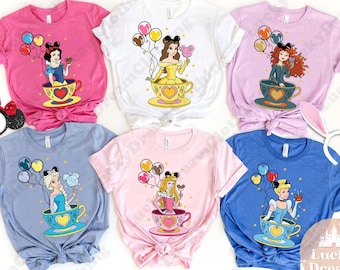 Disney Princess Custom Shirt, Disney Princess Character Shirt, Mickey Balloon Shirt, Disney Teacup Shirt, Disney Matching Shirt
