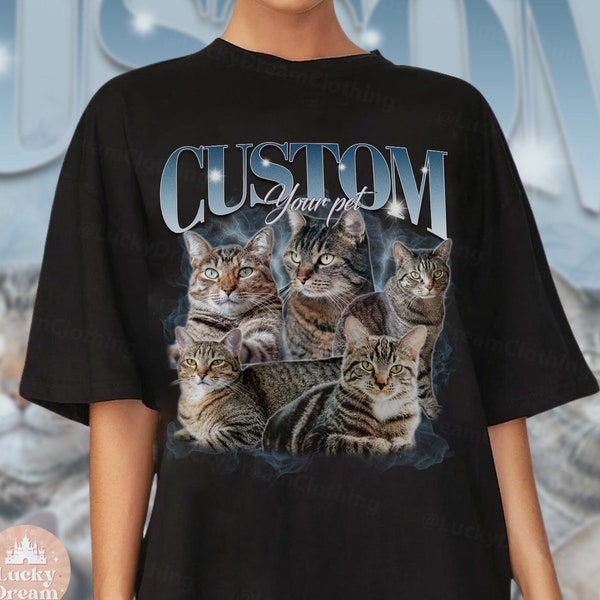 Camisa de PET Bootleg Rap PERSONALIZADA, mascota personalizada, foto personalizada - camiseta gráfica vintage de los años 90, PERSONALIZA tu propia idea pirata aquí, inserta tu diseño