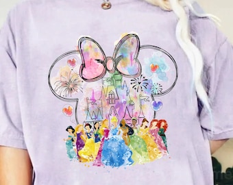 Minnie Ear Princess Watercolor Shirt,Disney Castle Princess Shirt,Disneyland Trip 2023 Shirt,Disney Girls Trip Shirt,Disney Matching Shirt