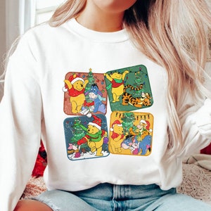 Winnie The Pooh Christmas Tree Sweatshirt, The Most Wonderful Time Of The Year Winnie The Pooh Christmas Lights Sweatshirt, Pooh Sweatshirt