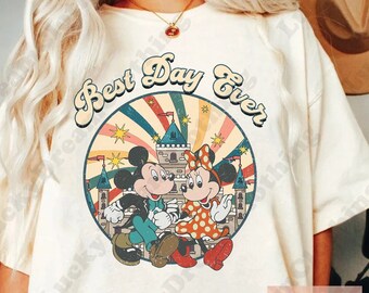 Vintage Disney Best Day Ever camiseta, camiseta de Mickey y Minnie, camiseta de Disney familiar, camiseta de Disneyworld, camiseta de pareja de Disney, viaje de Disney 2023