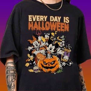 Disney Every Day Is Halloween Shirt Retro Mickey and Friends Skeleton Halloween Shirt, Disney Halloween Shirt, Halloween Family Shirt 2024