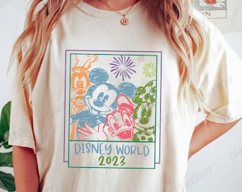 Camisa Vintage Disney World 2023, camisas Family Disney Trip 2023, camisa de viaje Disney 2023, camisa Mickey y amigos, camisa Disneyworld