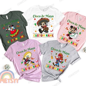 Camiseta personalizada de Disney Cinco De Mayo, camiseta mexicana de Disney, camiseta de Mickey y amigos Cinco De Mayo, camisetas de la familia Disney