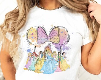 Camisa de princesa de Disney, camisa de globo de Disney, camisa de princesa, camisa de vacaciones de Disney, Disney Belle, Cenicienta, Tiana, Rapunzel Shir