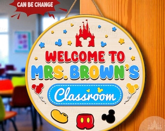 Personalized Teacher Name Door Sign, Disney Classroom Decor, Back to School Gifts, Motivational Classroom, Teacher Door Decor Disney Style