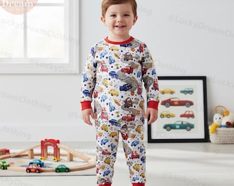 Ensemble pyjama personnalisé Cars Disney pour enfant, vêtements de nuit Lightning McQueen Mater Cruz Ramirez, pyjama pour tout-petit garçon avec prénom personnalisé, cadeau d'anniversaire McQueen