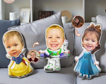 Personalized Funny Face Plush Pillow,Custom Photo Kids Doll Cushion,Cute Gift for Kids,Snow White Buzz Lightyear Elsa Style,Unique Gift 2026