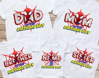 Spiderman Inspired Birthday Personalized Shirt, Spiderman Birthday Shirt, Spidey and His friends Party Shirt, Family Matching Birthday Shirt