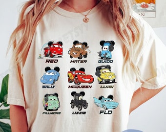 Camisa Vintage Disney Cars, camisa Retro Disney Cars, camisa familiar Lightning McQueen Disney Cars, camisas Lightning McQueen y Friends