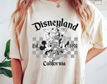 Camisa a cuadros retro de Disneyland California, camiseta de Disneyland Est 1955, camisa de Mickey y amigos, camisa de Disneyland, camisas de viaje de Disneyworld